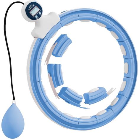 Cerceau de hula intelligent pour adultes avec compteur de balles lestées, 16 nœuds (76-113 cm), réglable, silencieux, appareil de fitness et de...