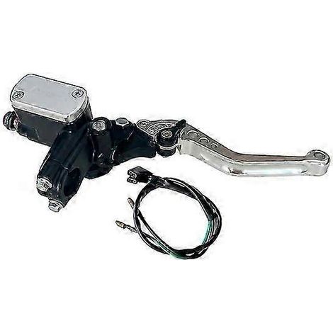 Maître-cylindre de frein/embrayage hydraulique universel à piston de 14 mm pour motos Honda, Yamaha, Kawasaki et Suzuki (kit d'entretien des freins pour véhicules) (argenté, droit) (1/5)