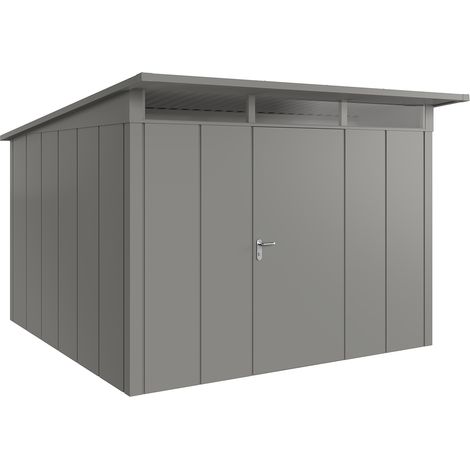 Hörmann Metall-Gerätehaus "Juno" mit Pultdach, JPD14 - Design, 310 x 310 cm (B x T), graualuminium, 1-flüglige Tür, Anschlag rechts (1/5)