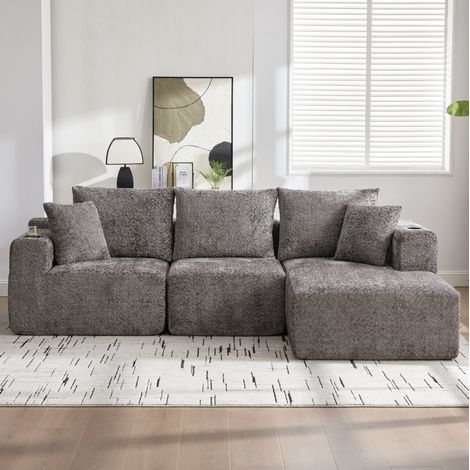 Divano modulare angolare con portabicchieri OKMYHOME (1/5)