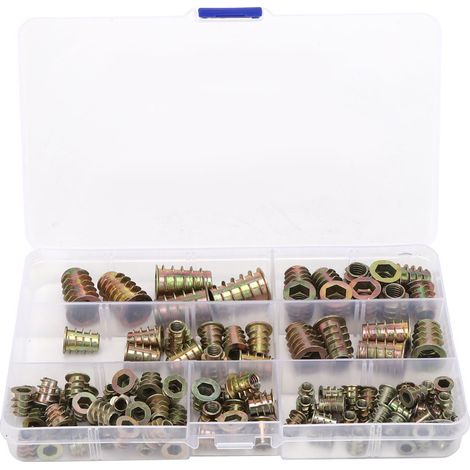 Écrous à inserts hexagonaux M4 M5 M6 M8 M10 - Lot de 100 pièces pour fixation de meubles en bois WJ-30011 (1/5)