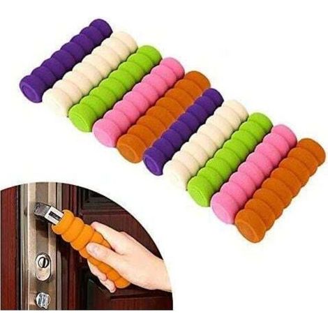 Couvercle de poignée de porte en éponge anti-collision antistatique violet + vert + rose + beige + couleur bois 2pcs (1/5)