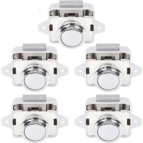 Bouton Poussoir Serrure Loquet Fermeture Porte Placard Caravane Camping-Car 5 Pièces Argent (1/4)
