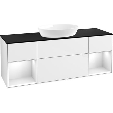 V&B Waschtischunterschrank Wandbeleuchtung Finion 160cm, Pl b m, Rg g wh. Lac, glo wh. Lac (1/2)
