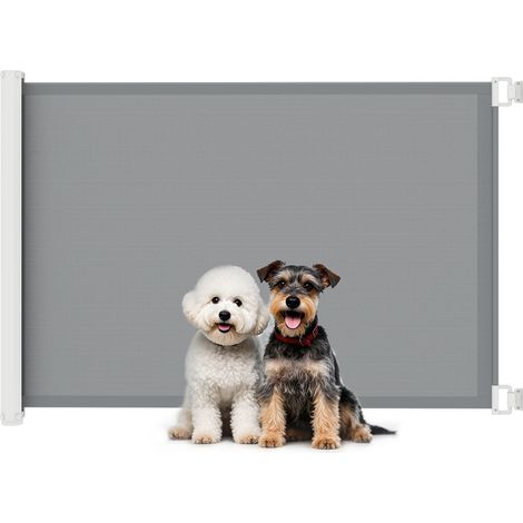 Cancello di sicurezza estensibile per scale 115 x 83 cm retrattile automatico protezione moderna ed elegante in metallo grigio 210007396