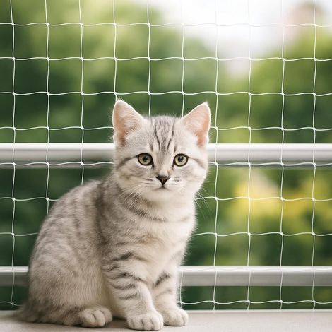 Filet De Sécurité Pour Chat - 2 x 3 M - Blanc - Pour Balcon Terrasse Fenêtre Jardin - 1 Pièce