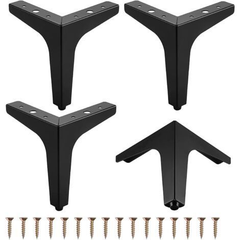 Jeu de 4 pieds triangulaires en métal pour meubles, tables, canapés et fauteuils, meubles de rangement, canapés, chaises, tables basses, avec vis (17 cm) (1/5)