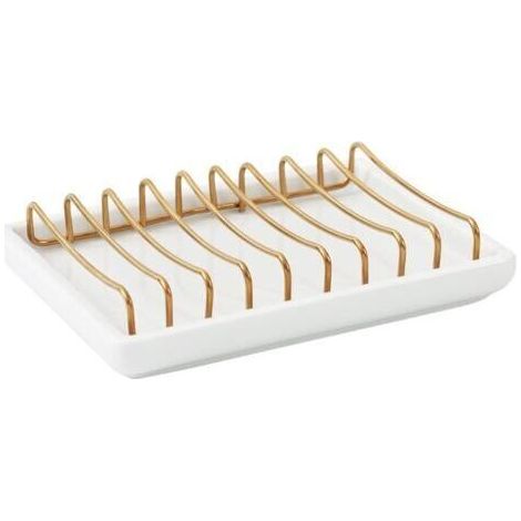 Récipient à Savon Ceramique en Acier Inoxydable Bar Compteur de Salle de Bain SOAP Distributeur boîte boîte à Vaisselle Boîte de Plateau Toilette Creative Drain Rack (1/5)