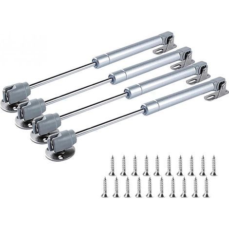 4x 20N Charnière Hydraulique à Gaz pour Meuble Porte de Meuble avec Vérin à Gaz, Amortisseur à Gaz, Vérin à Gaz pour Armoire, Charnière à Ressort à Gaz pour Portes de Placard à Fermeture Douce, Argent (1/5)