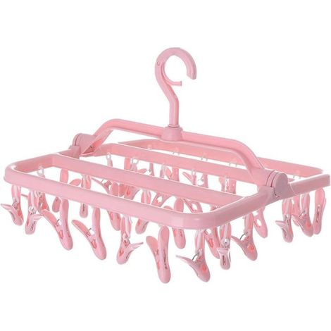 Etendoir Chaussette, Etendoir Linge avec 32 Pinces, Sechoir a Linge Pliant Suspendu, Etendoir Linge Interieur Extérieur (1/5)