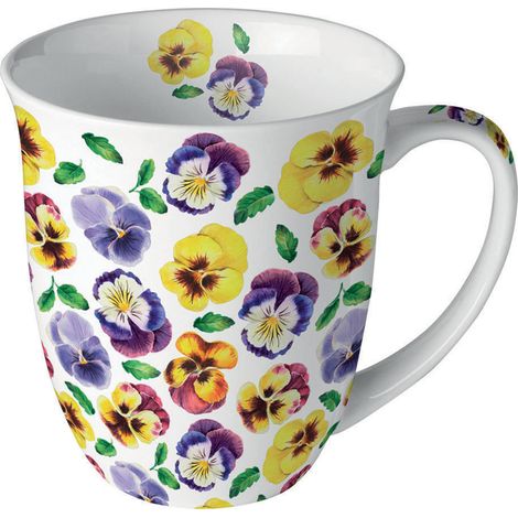 Mug pensées multicolores en porcelaine fine 400 ml (1/4)