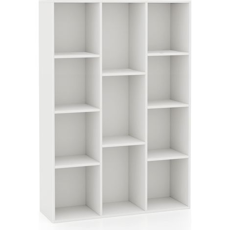 Bibliothèque blanche à 11 cubes avec rangement modulable et kits anti-basculement, pour salon, chambre et bureau (1/5)
