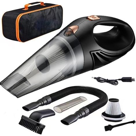 Aspirateur Portable Sans Fil Puissant pour Voiture et Maison, Nettoyeur Sec et Humide Rechargeable, Mini Aspirateur à Main Compact Noir-lsw