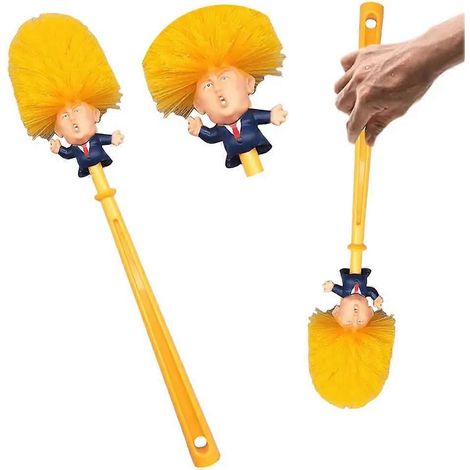 Lot de 3 brosses de toilette Donald Trump avec support - Brosse de nettoyage de toilettes Trump - Cadeau original et amusant pour le nettoyage de la salle de bain (1/4)