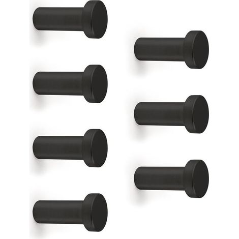 Lot de 7 crochets muraux Wellington en zamak noir, patères solides pour entrée et salle de bain, design élégant (1/5)