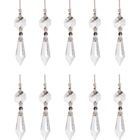 Perle Cristal Suspension Lustre - 10 Pièces - Pour Lustres Rideaux Décoration Mariage Fête Intérieure Extérieure (1/5)