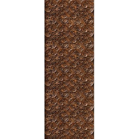 Papier peint panoramique moulures 3D | Tapisserie panoramique marron pour chambre | Papier peint panoramique imitation bois foncé - 280 x 100 cm (1 pièce) (1/2)