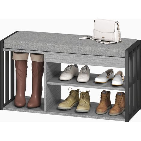 Delum banc à chaussures avec étagère entrée gris (1/5)
