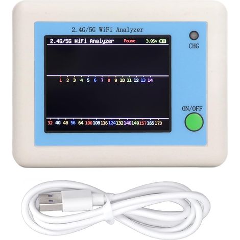 Analyseur WiFi, Testeur Réseau Double Bande 2.4G/5G avec Écran Couleur 2.4, Charge Type-C, Batterie 600mAh pour surveillances Signal, Optimisation Canal (1/5)