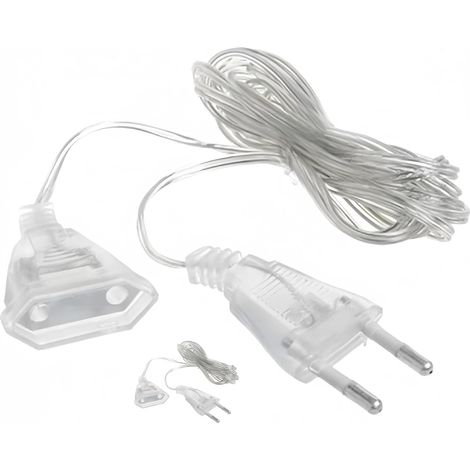 Rallonge Electrique,Fil Électrique Transparent,Petite Rallonge Electrique,Rallonge Électrique Transparente,Rallonge de Prise Euro pour lanternes LED et Utilisation Extérieure. (301, Centimètres) (1/5)
