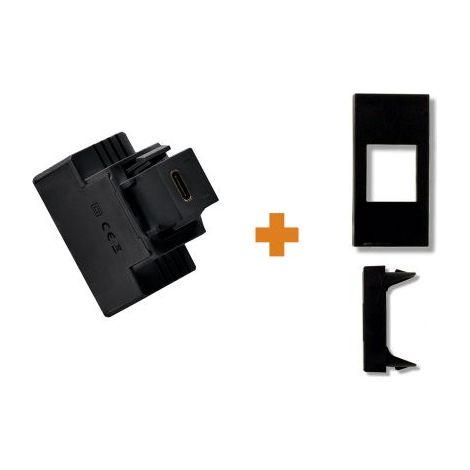 Fanton caricatore 1 USB-C 3A Ricarica rapida 18W da incasso Legrand Vela nera - 82902
