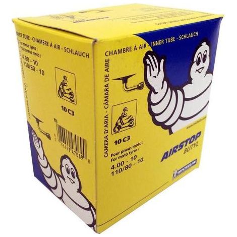 Chambre à air Michelin 10C3 pour scooter 4.00-10 110/80-10 valve