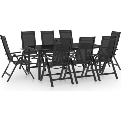 Lot de 9 Ensemble à manger de jardin,Mobilier de salle à manger Aluminium Anthracite HH10615 (1/5)
