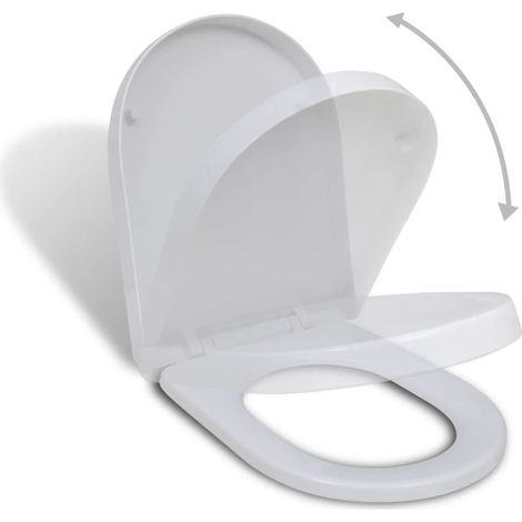 Siège WC Style Contemporain - Lunette de Toilette - à fermeture en douceur carré Blanc Chic-296758 (1/5)