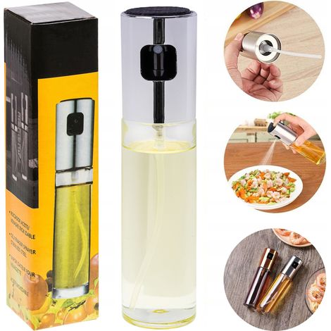 DISPENSADOR DE ACEITE CON PULVERIZADOR DE 100 ML, VIDRIO, PULVERIZADOR