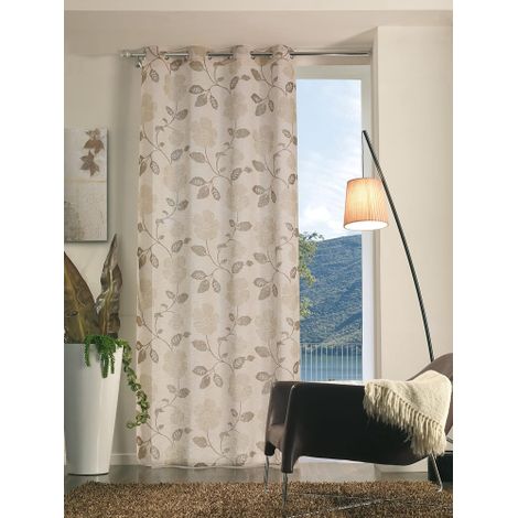 Home Collection TFS129 Tenda Flora, Poliestere, Grigio, 140x280 cm (1/2)