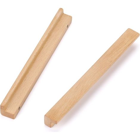Poignées de meuble en bois naturel – Lot de 6 pièces, entraxe 192 mm, pour armoires de cuisine, commodes et placards (1/5)