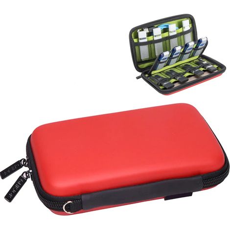 Pochette pour clé USB, pochette de protection pour disque dur/sac de rangement, pour carte SD, carte mémoire, câble de charge, etc. (Rouge+Vert) (1/5)