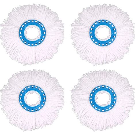 4-teiliges Set Mikrofaser-Wischmoppköpfe, runde Ersatz-Wischmoppköpfe mit 360°-Drehung zur Bodenreinigung (Durchmesser 16 cm)