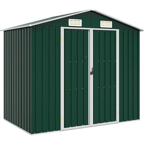 Chalet de jardin vert 205x129x183 cm en métal galvanisé (1/2)