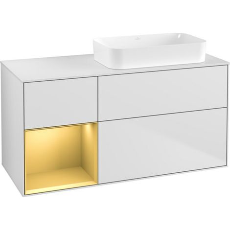 V&B Waschtischunterschrank Finion 120x60 cm, Reg li gol m, wh. m lacquer (1/2)