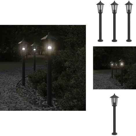 Lampadaires d'extérieur 3 pcs noir 80 cm acier inoxydable - Lampadaire Exterieur - Éclairage Extérieur - Luminaire Extérieur - Lampe De Terrasse - Lampe Jardin (1/5)