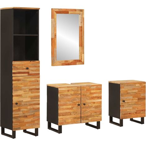 Badezimmer Sets mit Schubladen mit Regal Natur Massivholz Mango vidaXL