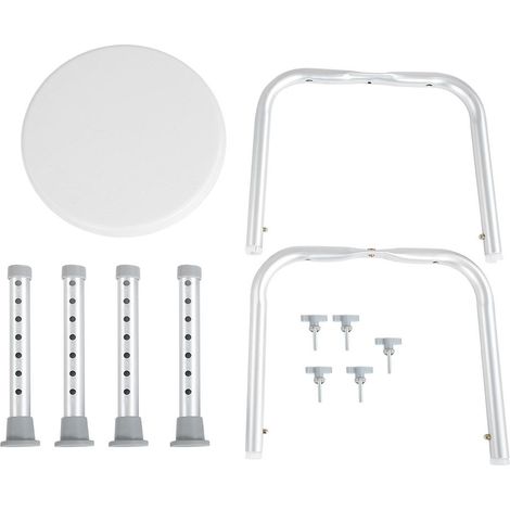 Tabouret de salle de bain/douche rond réglable en alliage d'aluminium, siège sûr, adapté aux femmes enceintes et aux personnes âgées handicapées. (1/5)