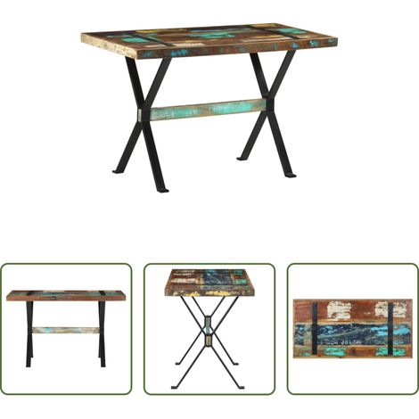 Bois massif industriel - Table à manger 120x60x76 cm Bois de récupération massif (1/5)