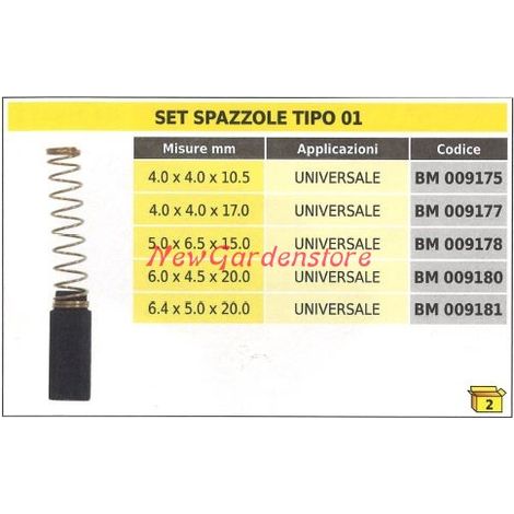 Set spazzole 2 pezzi tipo 01 universale 5.0x6.5x15.0 mm 009178