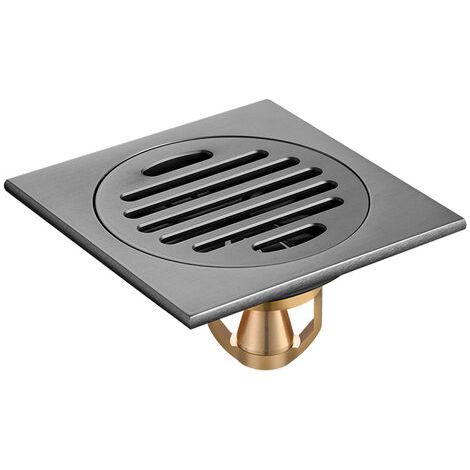 Siphon De Sol Baignoire Couvercle De Vidange Amovible pour Salle De Bains Salle De Douche Toilette Carrée Crépine De Jardin Antirouille Acier Inoxydable Noir 10x10 cm