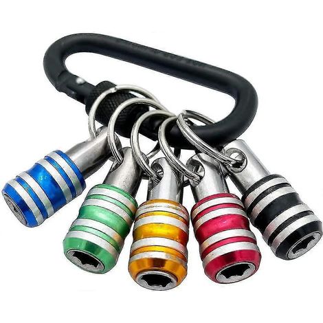 5-teiliges Set mit 1/4"-Sechskantgriff, Schlüsselanhänger, Schraubendreherbithalter, Verlängerungsstange, Schnellwechselbit, Schraubenadapter (1/5)