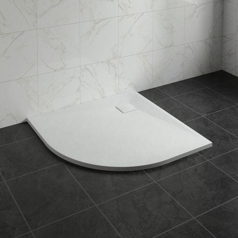 NRG 900 x 900mm SMC White Quadrant Slate Effect Bathroom Shower Tray (1/5)