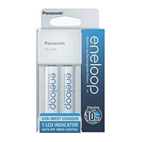 Chargeur de piles Eneloop BQ-CC80MCC20 USB avec 2 piles AA incluses (1/4)