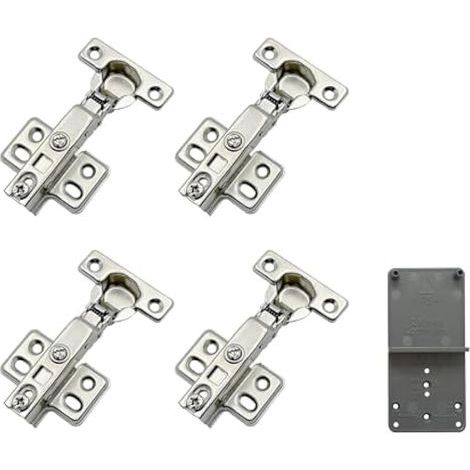 90 Degré Plein Recouvrante 26 mm Soft Close Charnieres avec Amortisseur Hydraulique Fermeture Automatique Charnière à Amorti pour Armoires de Porte Lot de 4 (1/5)