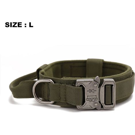 résistant Collier de chien pour les grands et les Chiens de taille moyenne - Professionnel Collier avec Poignée(Militärfarbe,L) (1/4)