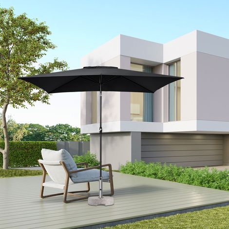 Sekey Aluminum Sonnenschirm 3 x 2 m Rechteckiger Marktschirm mit Kurbel - für Balkon, Terrasse & Garten - Sonnenschutz UV 50+, Dunkelgrau