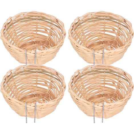 Woven bamboo birdcage, 4-piece bamboo bird bedding set, handmade, breeding, resting birdhouse with hook (1/5)