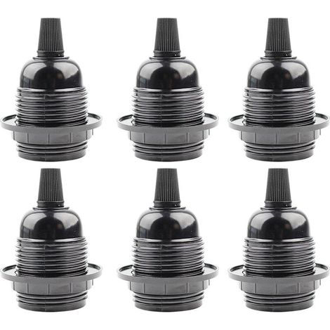 6pcs Douille E27 Noir,Douille E27 a Visser en Plastique,Abat-jour Bague Connecteur Adaptateur Base,Support de Lampe de Rechange,pour Lampe de Table (1/5)