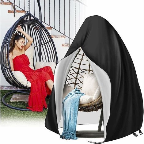 Bâche de protection 195 120cm Housse de Chaise Oeuf, Housse de Chaise Suspendue de Patio Housses Housses de Meubles en Rotin Robuste à Glissière Housse de Siège de Balançoire pour l'extéri (1/5)